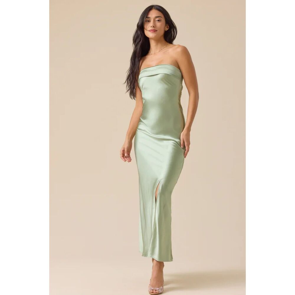 Altar'd State Paityn Satin Strapless Maxi Dress - S